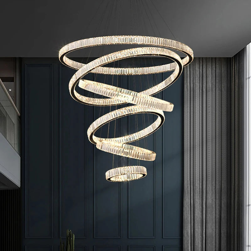 G Living Modern LED Crystal Ring Chandelier Contemporary Ceiling Light for Living Room &amp; Dining Room
