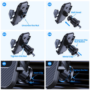 G Drive TOPK Auto Lock Car Phone Holder 360° Universal Air Vent Mount for iPhone & Android