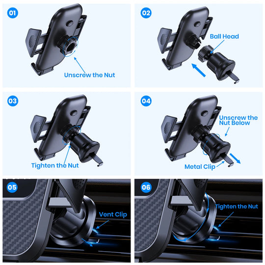 G Drive TOPK Auto Lock Car Phone Holder 360° Universal Air Vent Mount for iPhone &amp; Android