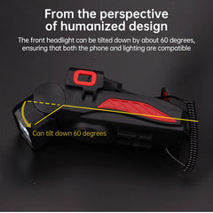 4-in-1 Bike Bicycle Light Mobile Phone Holder Headlight Horn Convenient Portable Bicycle Usb Charging Light Bicycle Accessories