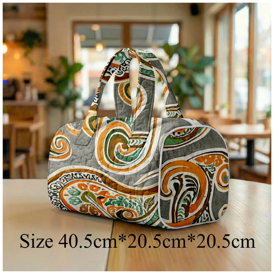 G Travel Quilted Tote Bag Large Paisley Print Shoulder Handbag for Travel &amp; Everyday Use