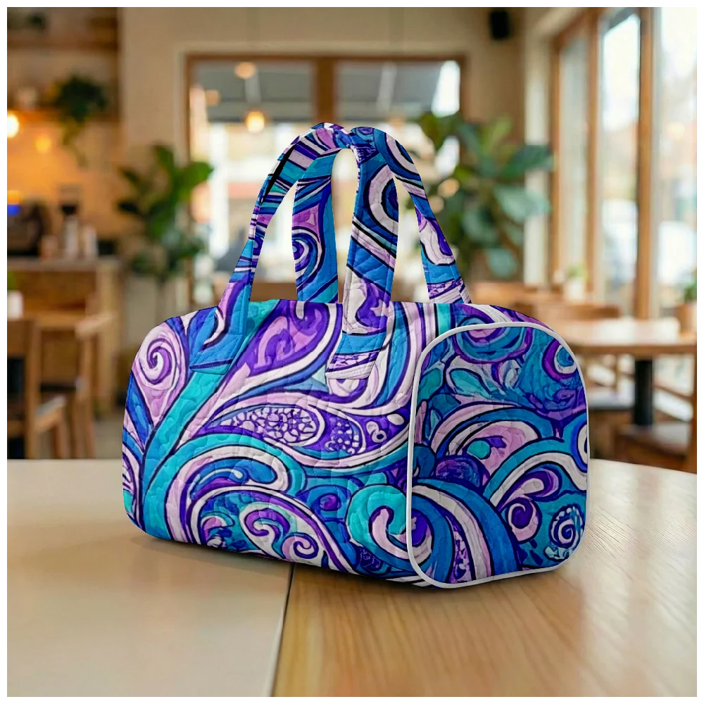 G Travel Quilted Tote Bag Large Paisley Print Shoulder Handbag for Travel &amp; Everyday Use