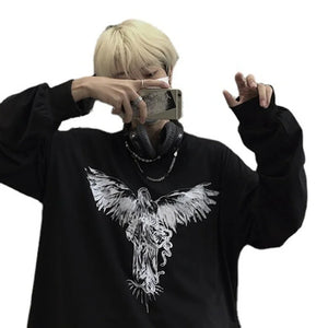 G Style Men's Long Sleeve Graphic T-Shirt Vintage Baggy Streetwear Tee