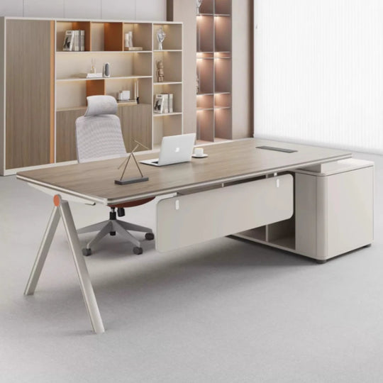 G Workspace Large Executive Wooden Office Desk Modern Wood Office Table for Home &amp; Business