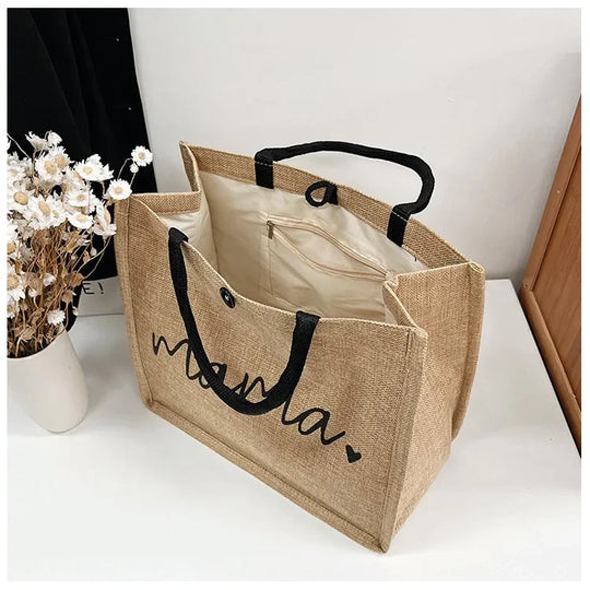 G Travel Mama Canvas Tote Bag Large Capacity Shoulder Bag for Shopping &amp; Baby Essentials