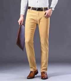 2023 New  Autumn Wine Red Jeans Men Fashion Casual Classic Style Business Straight Fit Soft Trousers Male Advanced Pants