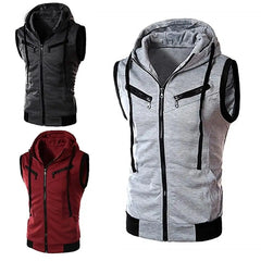 2023 New Fashion Zipper Cardigan Sweater Mens Sleeveless Hooded Vest Jacket Plus Size S-3XL Streetwear Vest Hoodies