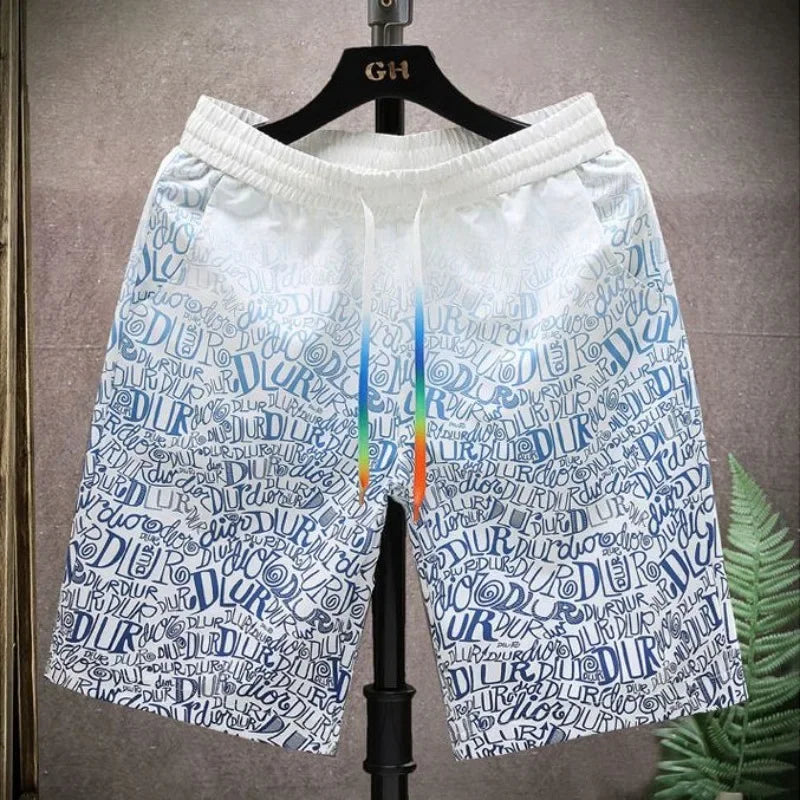 G Style Men's Anime Graphic Board Shorts Elastic Waist Casual Beach Shorts
