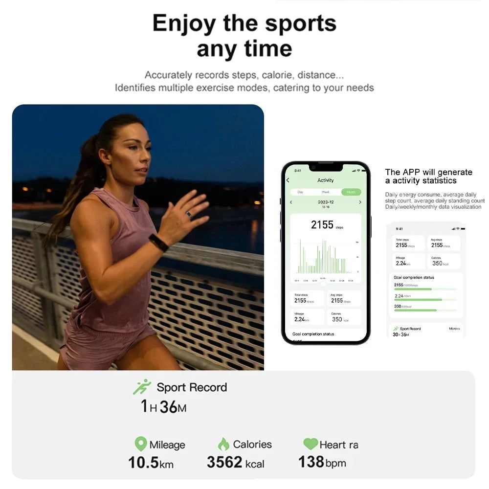 G Active Gold Smart Health Ring for Men &amp; Women Bluetooth Heart Rate, Blood Pressure &amp; Fitness Tracker