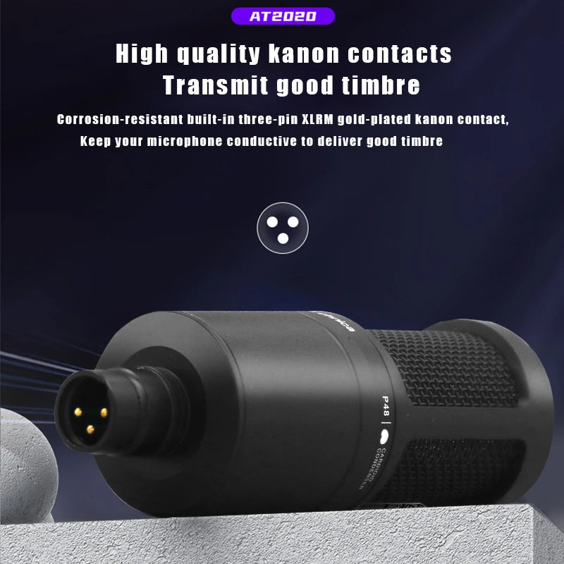 G Creator AT2020 Cardioid Condenser Microphone Large-Diaphragm Studio Mic for Podcasting, Streaming &amp; Recording