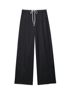 Willshela Women Fashion Solid Lace Up Side Zipper Straight Pants Vintage High Elastic Waist Female Chic Lady Trousers