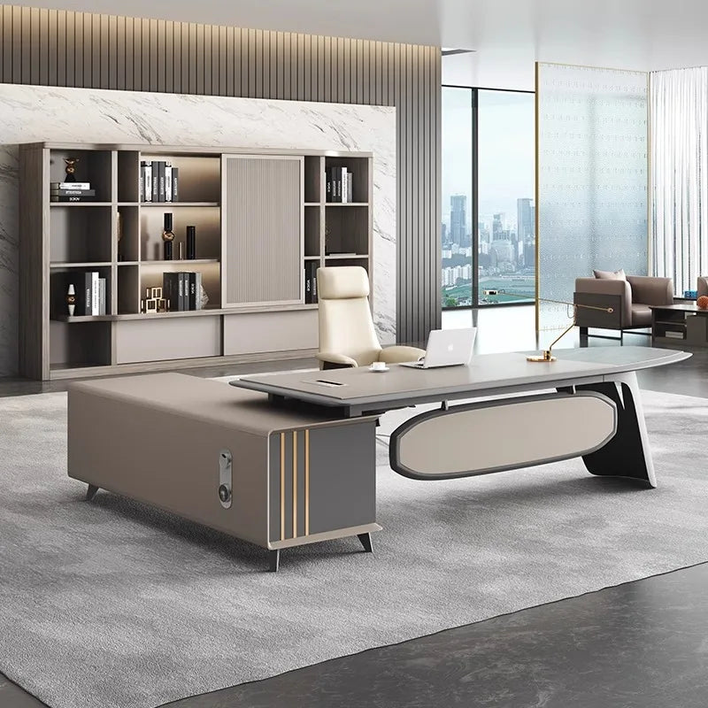 G Workspace Modern Luxury Executive Wooden Office Desk Premium Office Table for Professional Workspaces