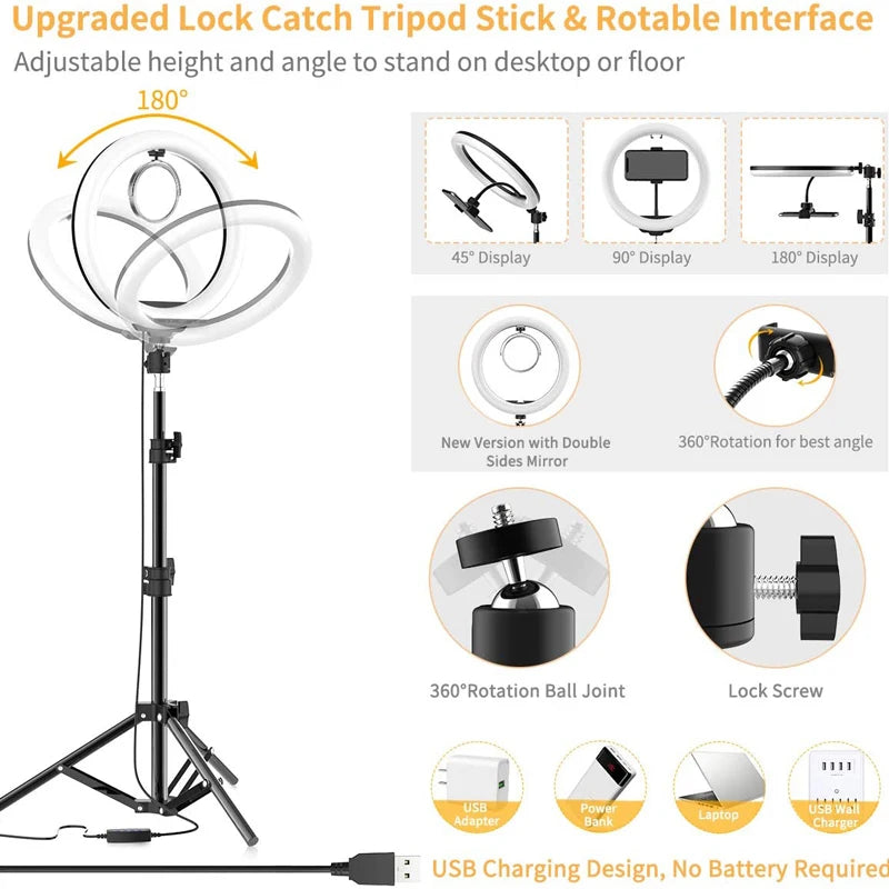 G Creator 10-Inch LED Ring Light with Phone Holder Dimmable Selfie Light for Content Creation &amp; Makeup
