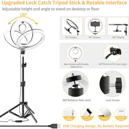 G Creator 10-Inch LED Ring Light with Phone Holder Dimmable Selfie Light for Content Creation &amp; Makeup