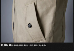 2024 Autumn New Men's Casual Jacket American style Fashion Stand-up Collar Thick Denim Cargo Pants Pure Cotton Man Coat Clothes