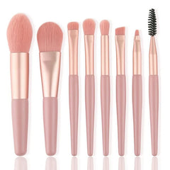 Mini Brush 8-Piece Makeup Bag Portable concealer powder brush set soft fur make-up tool  Green snap bag