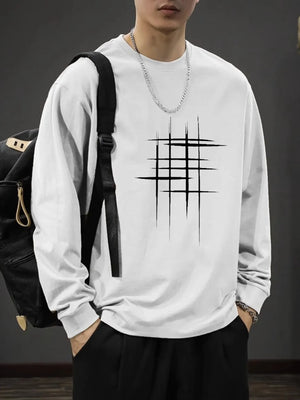 G Style Men's Long Sleeve Graphic T-Shirt Vintage Baggy Streetwear Tee