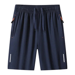 2024 Casual Sports Shorts for Men's Summer Ice Silk Breathable Loose Large Size Cool and Quick Drying Fashion Elastic Casua