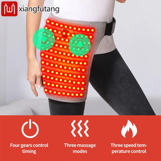 G Active Heated Hip Massager 3-Level Waist &amp; Hip Massage Wrap with Red Light &amp; Vibration