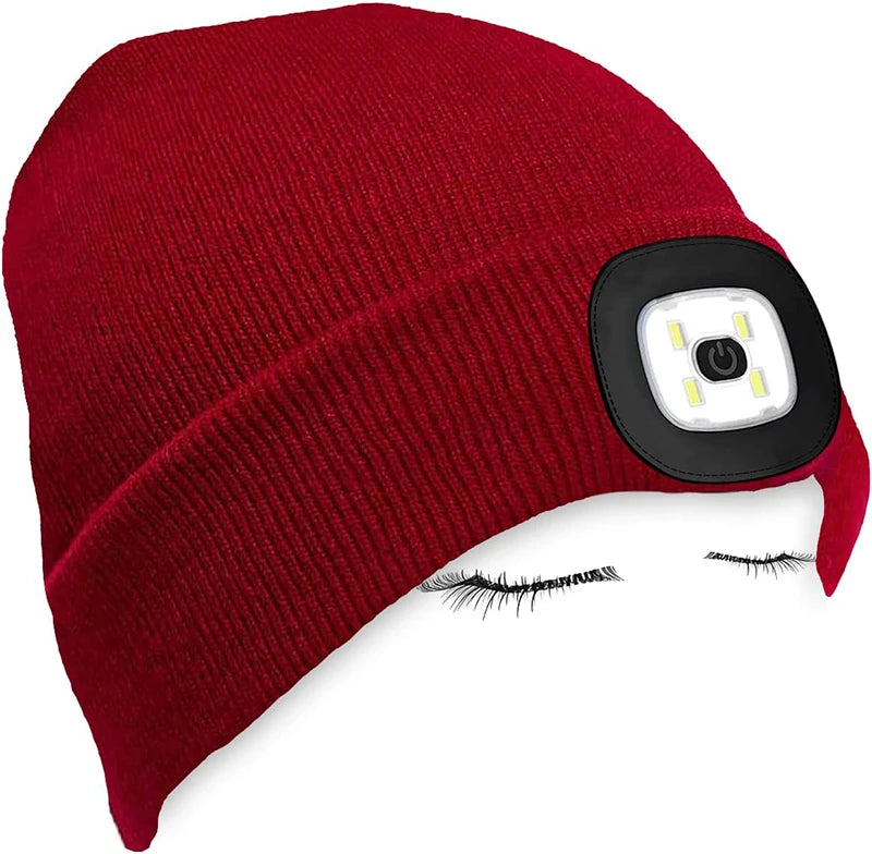 G Active Rechargeable LED Beanie Hat Knit Winter Cap with Removable USB Headlamp