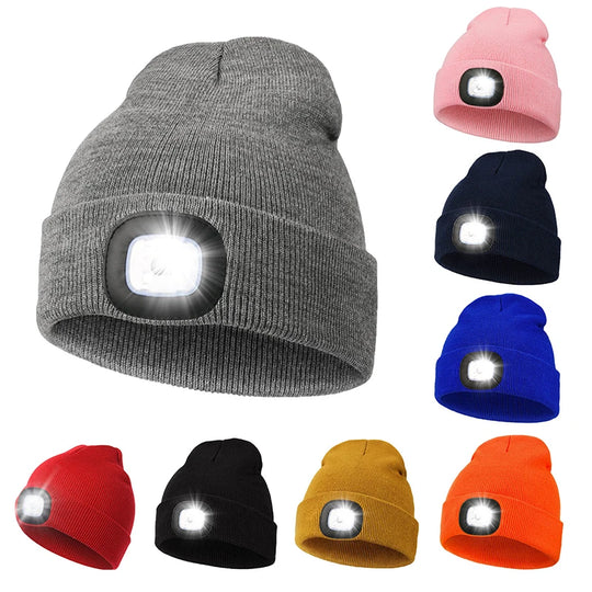 G Active Rechargeable LED Beanie Hat Knit Winter Cap with Removable USB Headlamp