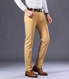 2023 New  Autumn Wine Red Jeans Men Fashion Casual Classic Style Business Straight Fit Soft Trousers Male Advanced Pants