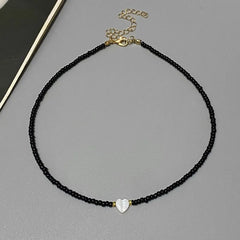 Colorful Seed Beads Choker Nekklace for Girl Spring Summer New Love Heart Design Collar Jewelry Wholesale Dropshipping