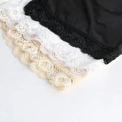 New spring and summer girls ice three-point safety pants anti light pants lace lace black bottomed shorts