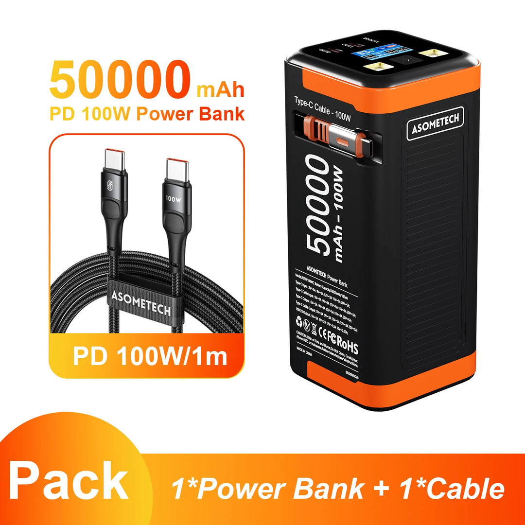 G Creator 50,000mAh 100W PD Power Bank Fast Charging Portable Charger with Retractable USB-C Cable