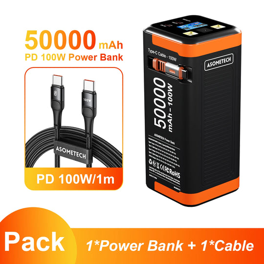 G Creator 50,000mAh 100W PD Power Bank Fast Charging Portable Charger with Retractable USB-C Cable