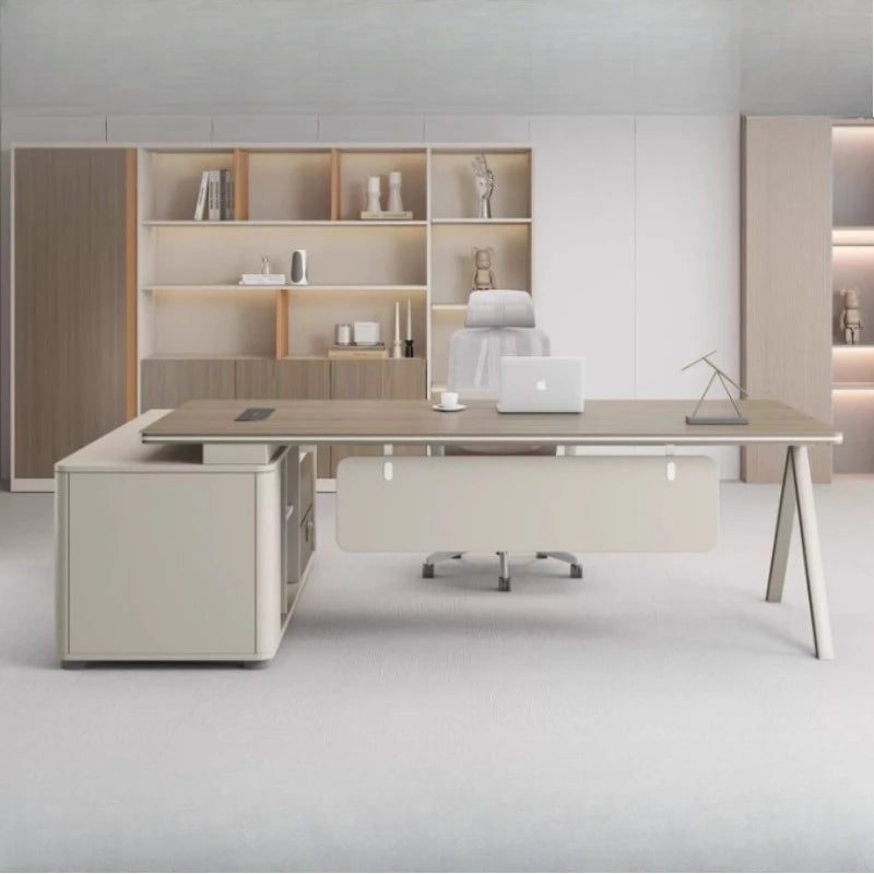 G Workspace Large Executive Wooden Office Desk Modern Wood Office Table for Home &amp; Business