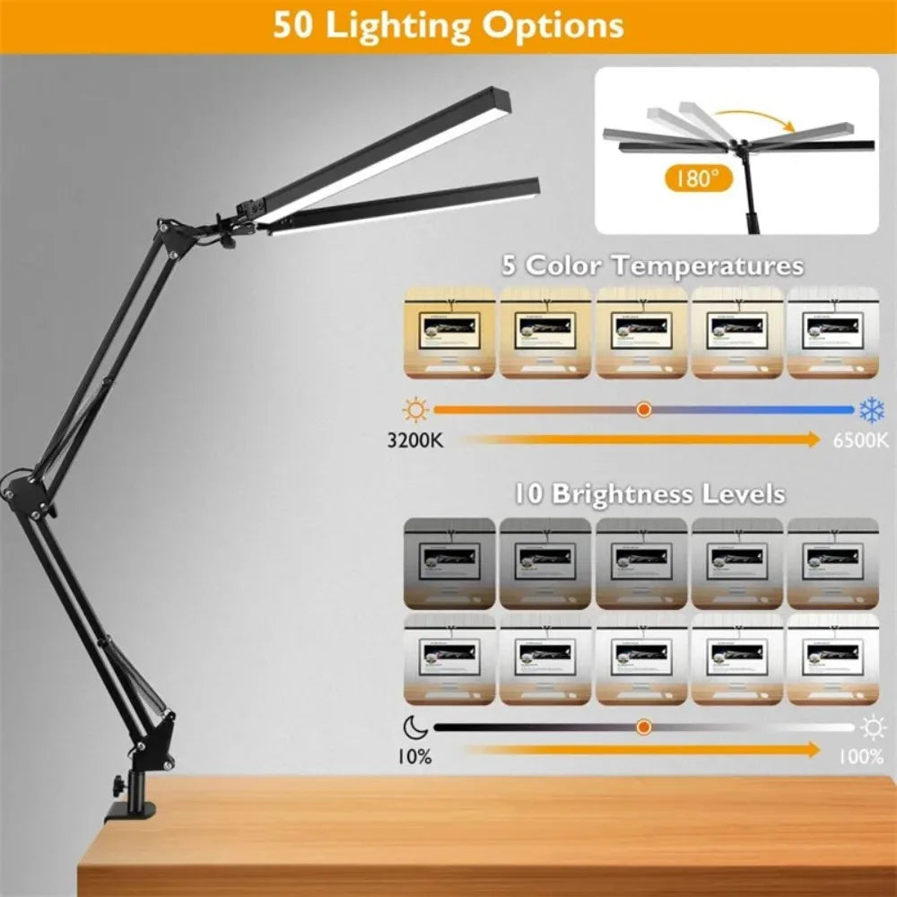 G Workspace LED Desk Lamp with Clamp Adjustable Workspace Light with Color Modes