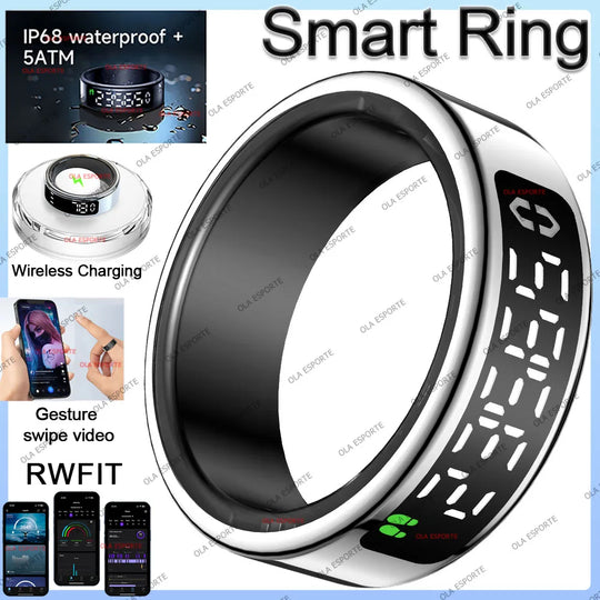 G Active Smart Ring with Touch Display Wireless Charging &amp; 5ATM Waterproof Smart Ring for Men &amp; Women