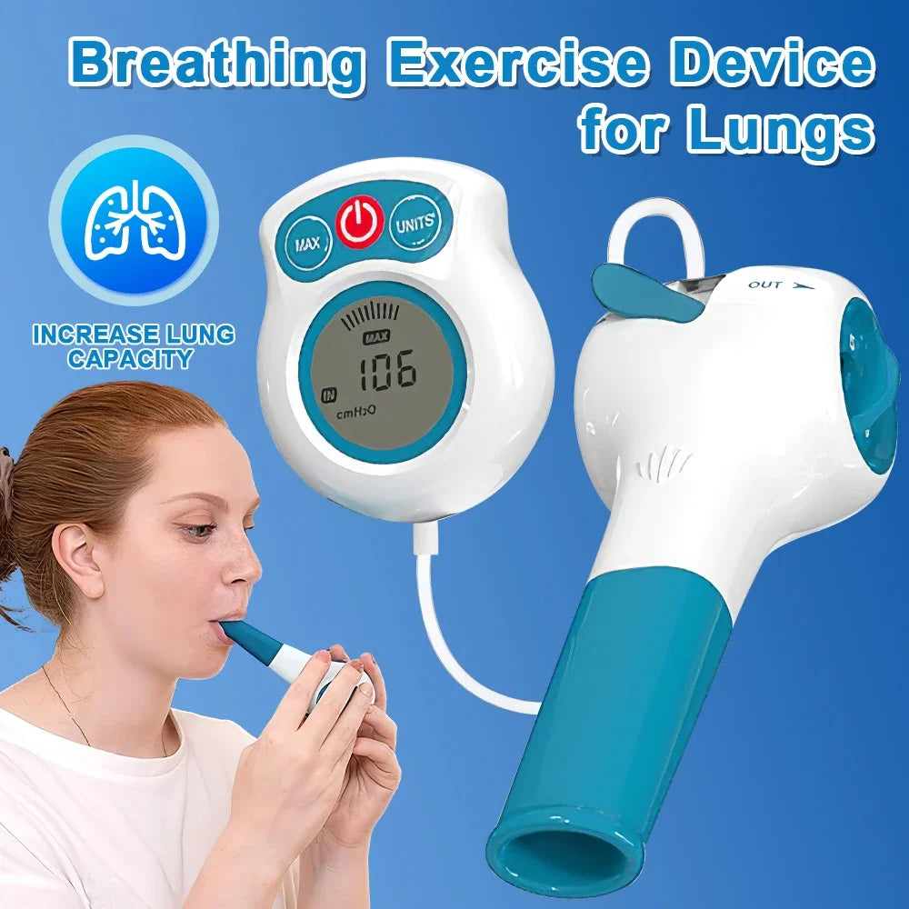 G Active Breathing Trainer with Digital Pressure Gauge Adjustable Inspiratory & Expiratory Respiratory Exercise Device