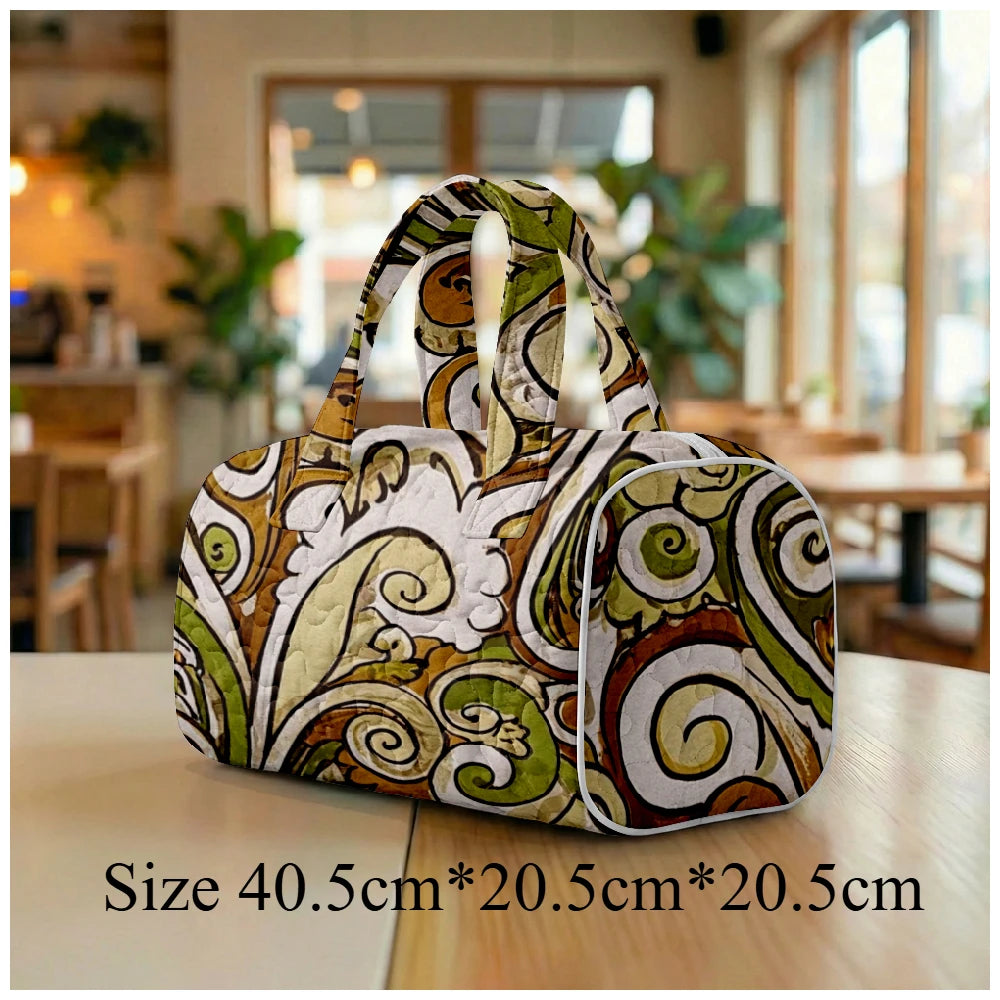 G Travel Quilted Tote Bag Large Paisley Print Shoulder Handbag for Travel &amp; Everyday Use