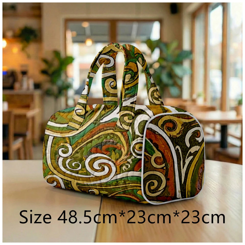 G Travel Quilted Tote Bag Large Paisley Print Shoulder Handbag for Travel &amp; Everyday Use