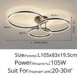G Living Modern Dimmable LED Ring Chandelier Contemporary Pendant Light for Living Room & Dining Room