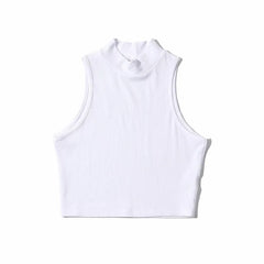 Summer Black Women Fashion Crop Top High Neck Black Sleeveless Tank Tops with Breathable and Comfortable Fit
