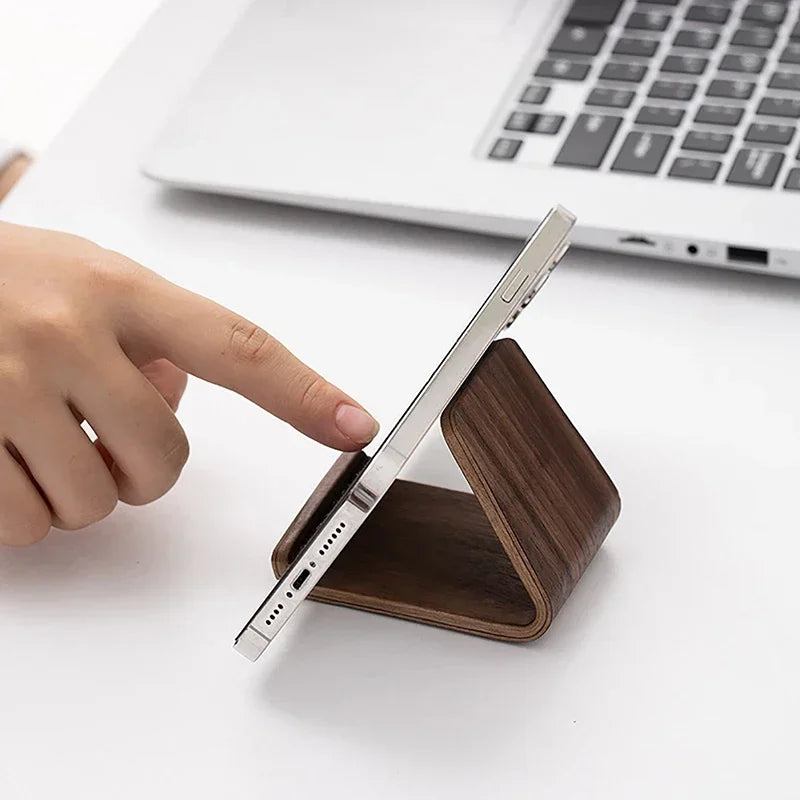 G Workspace Solid Wood Phone Stand Minimalist Wooden Mobile Phone Holder for Desk &amp; Bedside