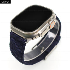 URVOI Strap for Apple Watch Ultra sporty En Mer band Bleu Nuit ocean waves pattern Polyamide custom buckle wristband for iWatch