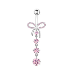 1PCS Pink Crown Belly Button Rings Jewelry Stainless Steel Heart Navel Piercing Barbell Crystal Cute Belly Rings For Women Girls
