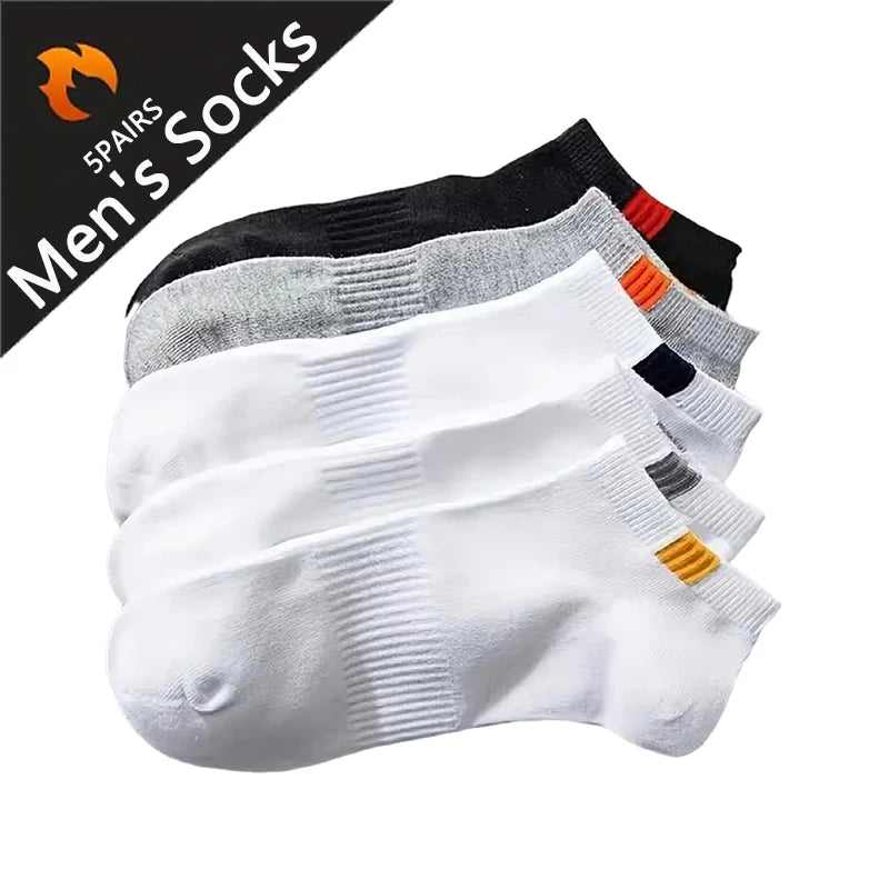 5 Pairs Low Tube Men Sport Socks Set Breathable Fashion And Well-matched Casual Socks For Men Spring And Summer Wear