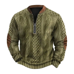 Pullover Sweatshirt Men's Rhombus Texture Patchwork Half Zipper Sweatshirt for Fall Winter Outdoor Sports Men Patchwork