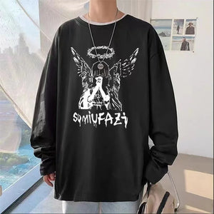 G Style Men's Long Sleeve Graphic T-Shirt Vintage Baggy Streetwear Tee
