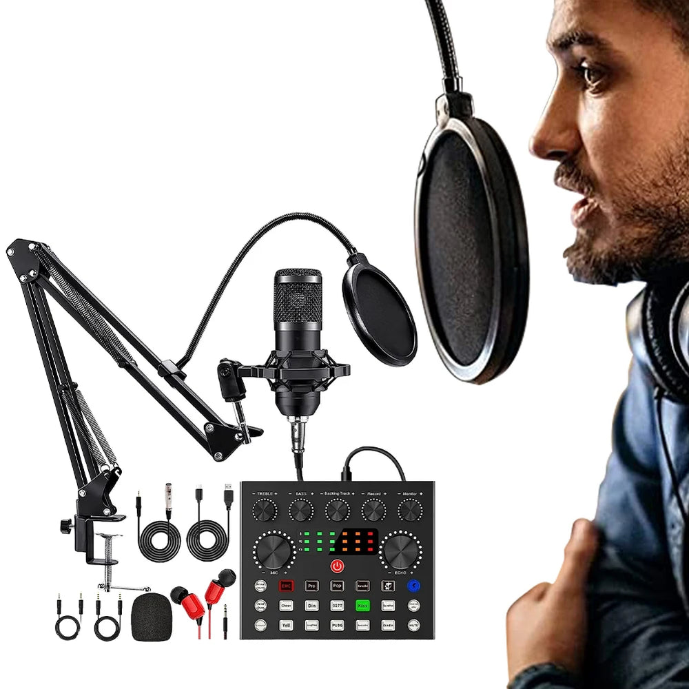 G-Mix BM800 Podcast Recording Kit V8 Sound Card, Condenser Microphone & Metal Shock Mount
