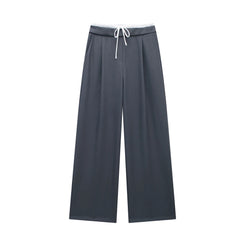 Willshela Women Fashion Solid Lace Up Side Zipper Straight Pants Vintage High Elastic Waist Female Chic Lady Trousers