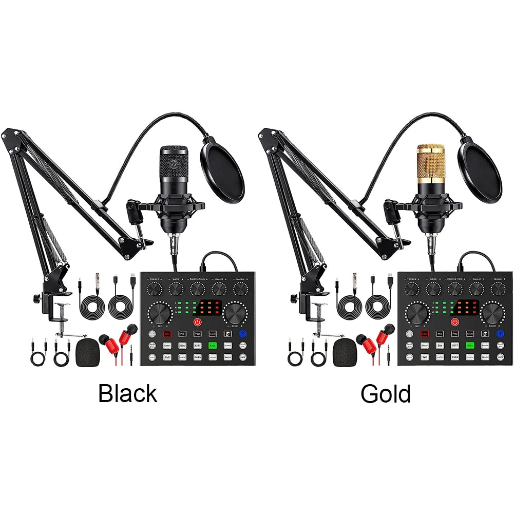 G-Mix BM800 Podcast Microphone Bundle V8 Sound Card &amp; Metal Shock Mount Recording Kit