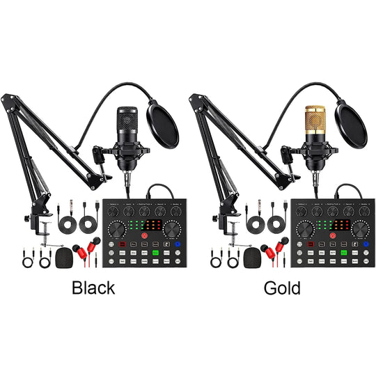 G-Mix BM800 Podcast Microphone Bundle V8 Sound Card &amp; Metal Shock Mount Recording Kit