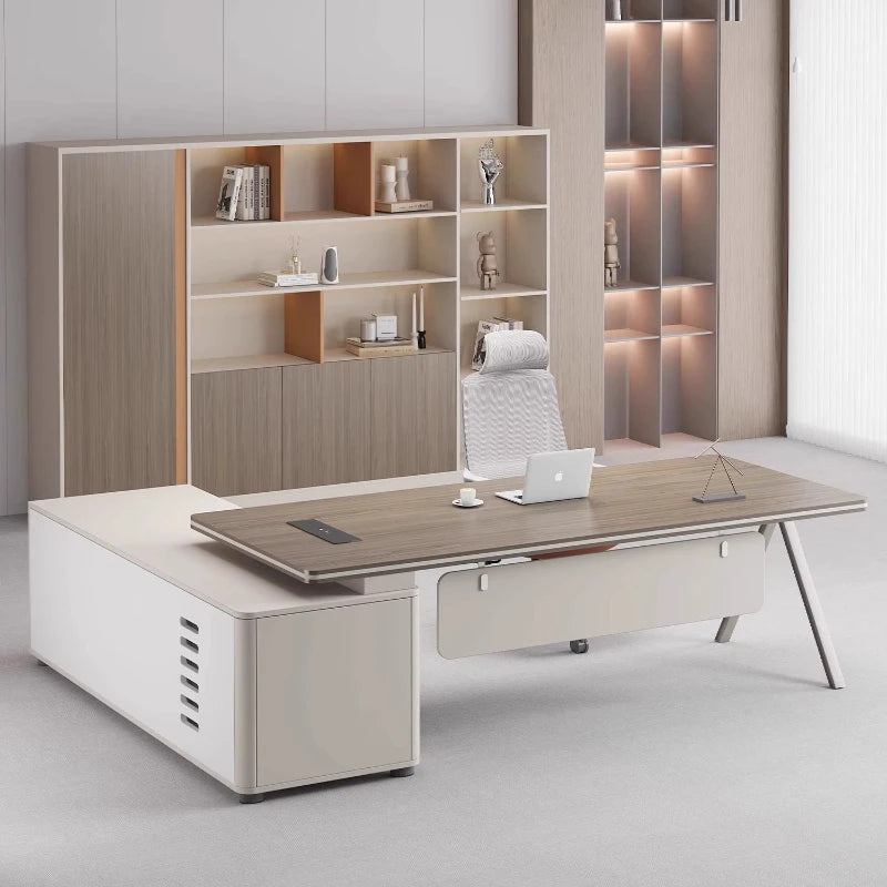 G Workspace Large Executive Wooden Office Desk Modern Wood Office Table for Home &amp; Business