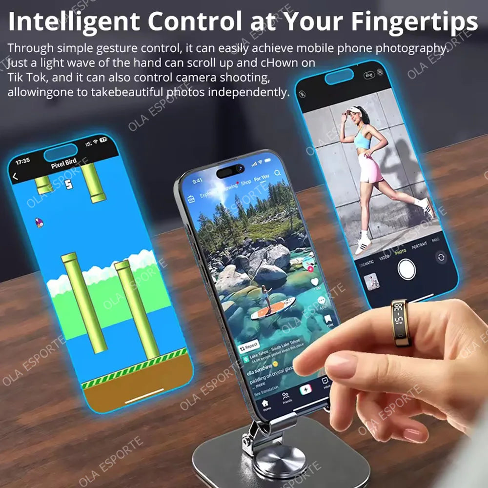 G Active Smart Ring with Touch Display Wireless Charging &amp; 5ATM Waterproof Smart Ring for Men &amp; Women